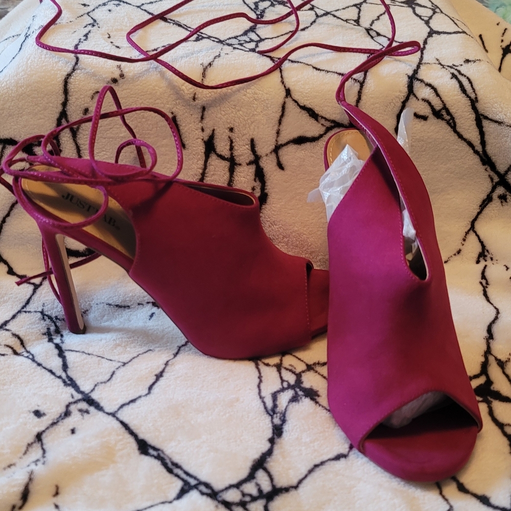 Shoe Dazzle Magenta Open-Toe Heels - Picture 2 of 2